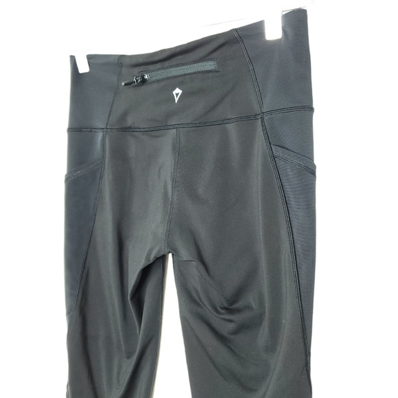 Ivivva Girls Crop Leggings 14 Black Mesh Inserts Security Pocket Active - Picture 5 of 9